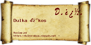 Dulka Ákos névjegykártya