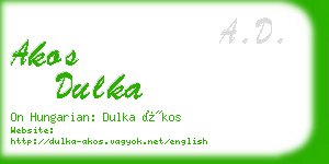 akos dulka business card